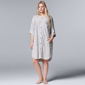 Plus Size Simply Vera Vera Wang Pajamas: Lakeside Lounging Short Sleeve Sleep Shirt