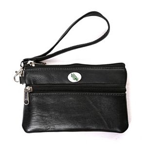 North Texas Mean Green Leather Wristlet