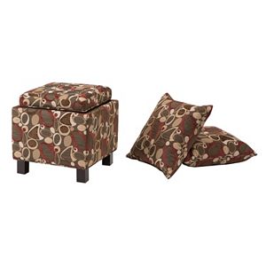 Madison Park Shelley Geometric Square Storage Ottoman & Throw Pillow 3-piece Set