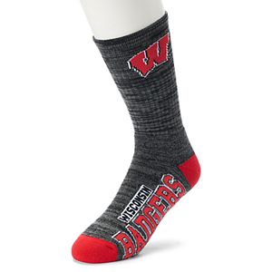 Men's For Bare Feet Wisconsin Badgers Deuce Striped Crew Socks