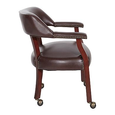 Office Star Products Mahogany Traditional Guest Chair with Ball Casters
