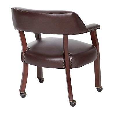Office Star Products Mahogany Traditional Guest Chair with Ball Casters