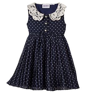 Baby Girl Blueberi Boulevard Polka-Dot Pleated Chiffon Dress