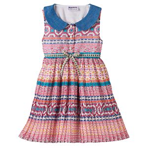 Baby Girl Blueberi Boulevard Print Pleated Chiffon Dress