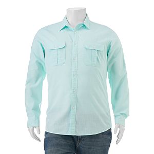 Big & Tall Apt. 9® Classic-Fit Crosshatch Roll-Tab Button-Down Shirt