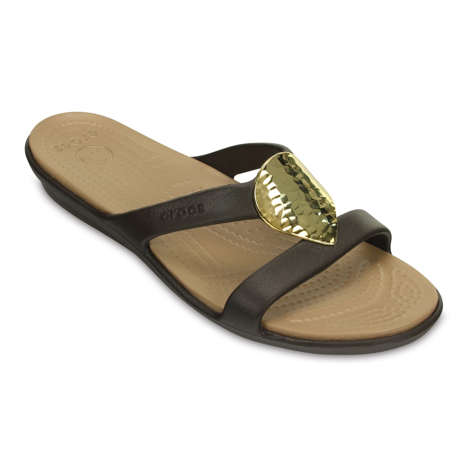 crocs women's sanrah hammered metallic sandal