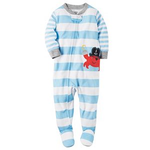 Toddler Boy Carter's Striped Applique Footed Pajamas