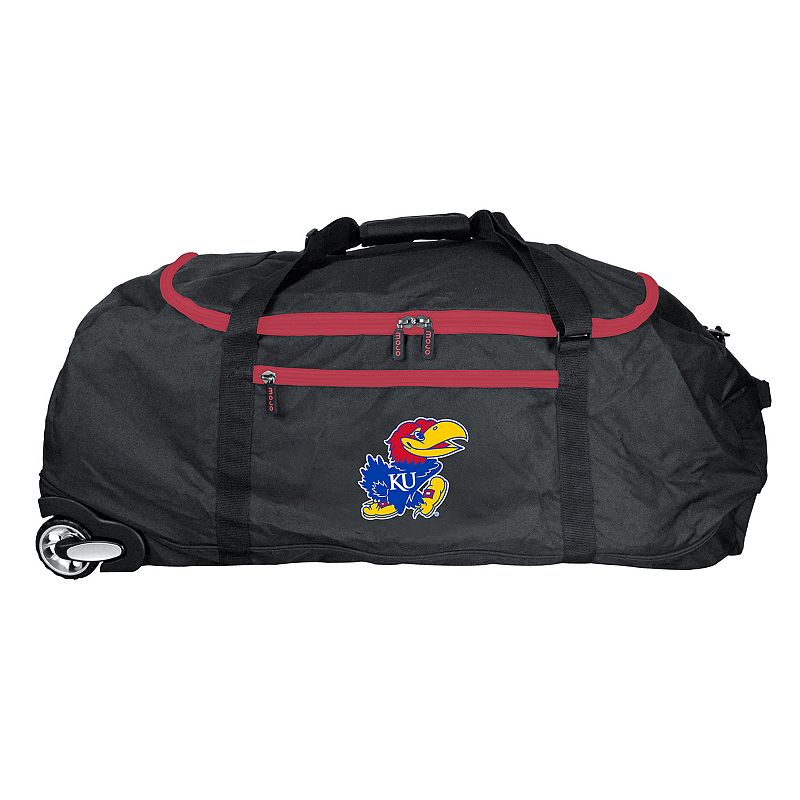 Kansas Jayhawks Wheeled Collapsible Duffle Bag, Black, ROLNG DUFF