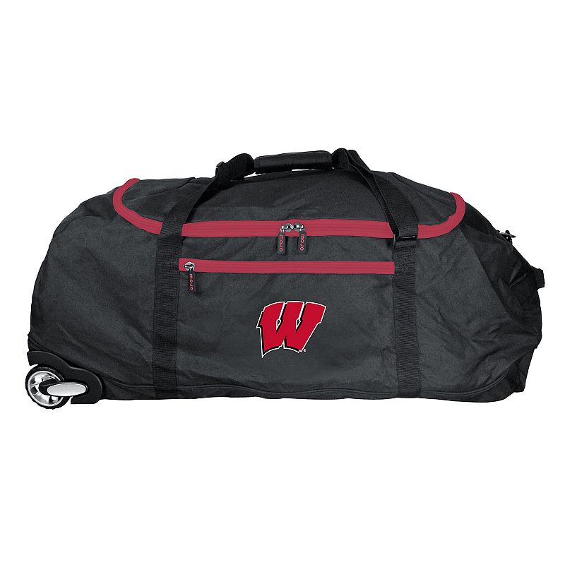 Wisconsin Badgers Wheeled Collapsible Duffle Bag, Black, ROLNG DUFF