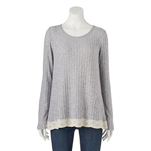 Juniors' Rewind Ribbed Crochet Tunic