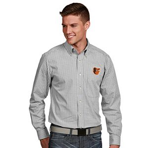 Men's Antigua Baltimore Orioles Associate Plaid Button-Down Shirt