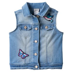 Girls 4-12 SONOMA Goods for Life™ Embroidered Patch Denim Vest