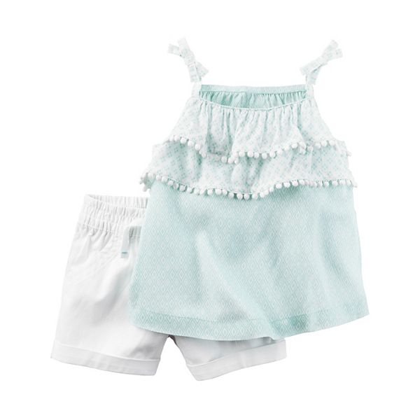 Baby Girl Carter's Tiered Tank Top & Cuffed Shorts Set