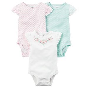Baby Girl Carter's 3-pk. Pom-Trim Bodysuits