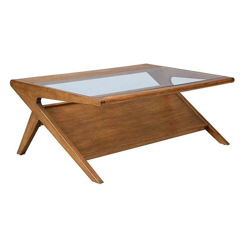INK+IVY Rocket Glass Coffee Table, Brown