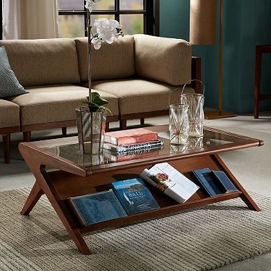 INK+IVY Rocket Wood & Tempered Glass Coffee Table