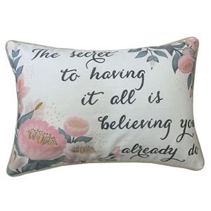 ''The Secret to Having it All'' Oblong Throw Pillow