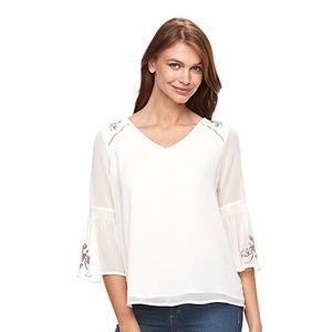 Women's Apt. 9® Embroidered Chiffon Top