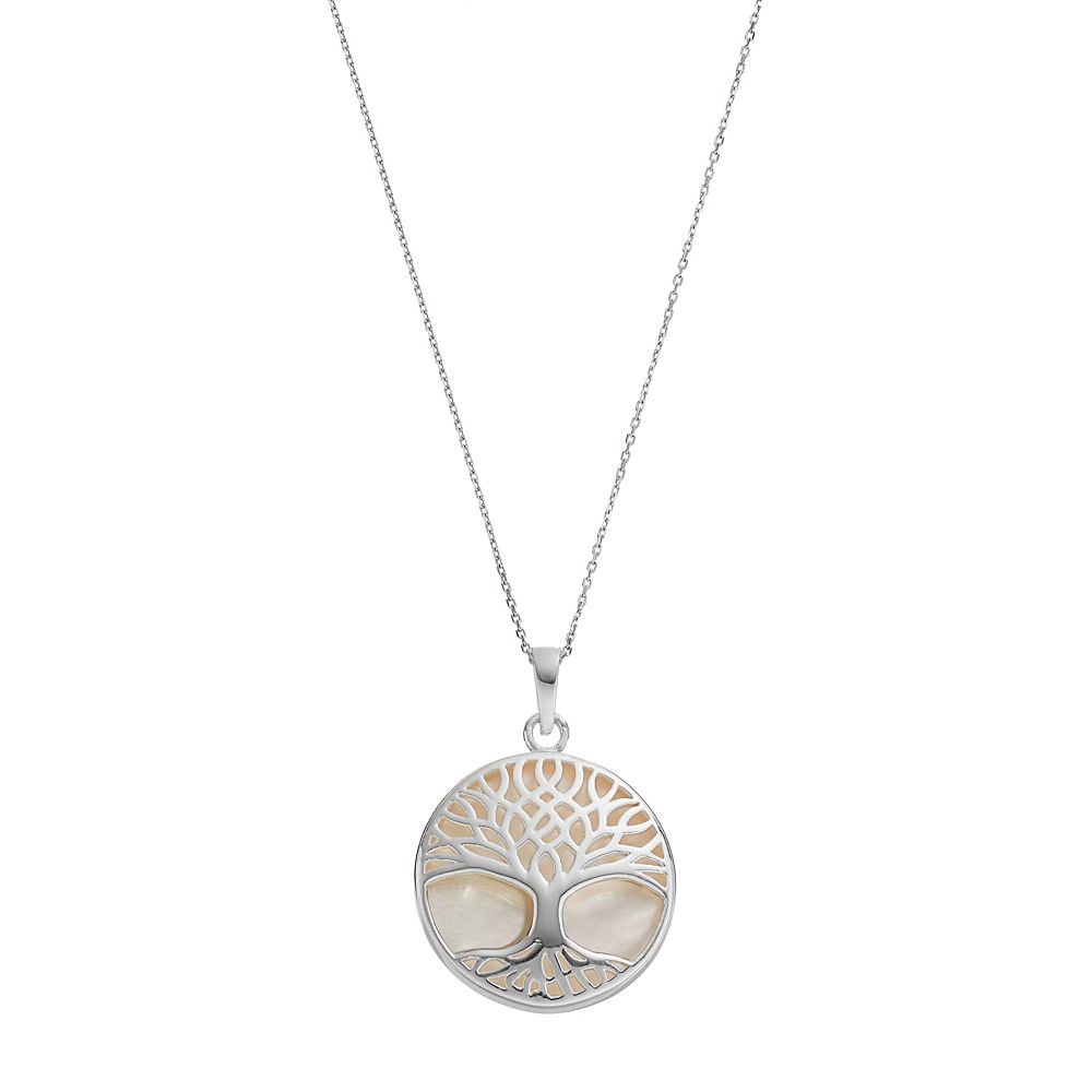 Nautica Rocks Sterling Silver Mother-of-Pearl Tree of Life Disc