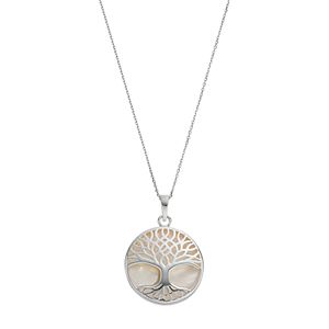 Sterling Silver Mother-of-Pearl Tree of Life Disc Pendant