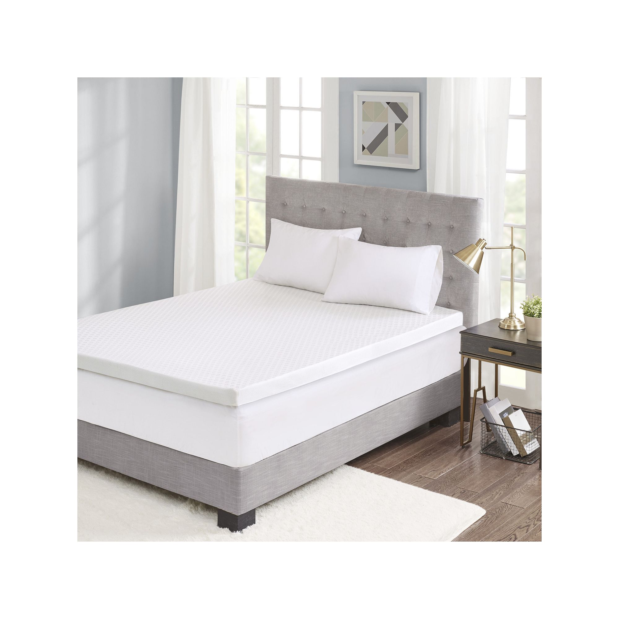 Sleep Philosophy 3-Inch Gel Memory Foam Mattress Topper with Cooling Cover,