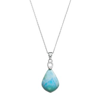 Nautica Rocks Sterling Silver Larimar Pendant Necklace