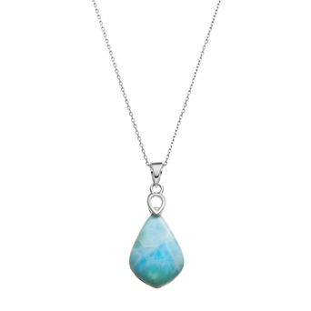 Nautica Rocks Sterling Silver Larimar Pendant Necklace