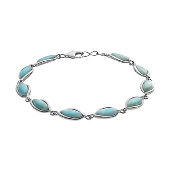 Nautica Rocks Sterling Silver Larimar Marquise Bracelet