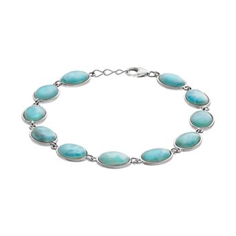 Sterling Silver Larimar Oval Bracelet