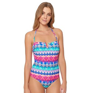 Women's Pink Envelope Geometric One-Piece Swimsuit