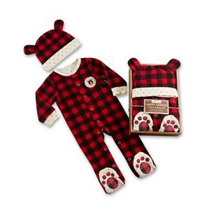 Baby Aspen Red Plaid Fleece Pajama Gift Set