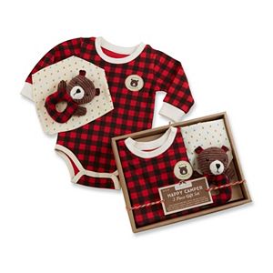 Baby Aspen Happy Camper Red Plaid 3-pc. Gift Set