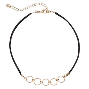 LC Lauren Conrad Textured Circle Link Cord Choker Necklace