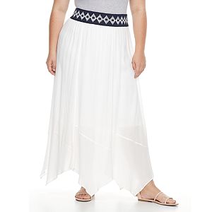 Plus Size AB Studio Print-Waistband Crinkle Skirt