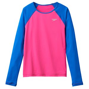 Girls 7-16 Speedo Colorblock Long-Sleeved Swim Rashguard