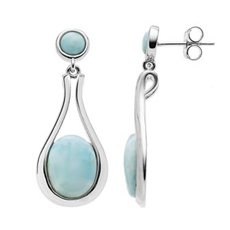 Nautica Rocks Sterling Silver Larimar Teardrop Earrings