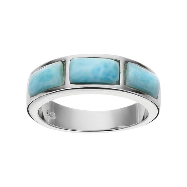 Larimar 925 Silver Plated Ring Fashion Handmade Jewelry US Size 6.5 R-24728