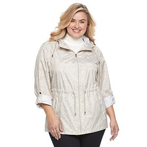 Plus Size d.e.t.a.i.l.s Hooded Roll-Tab Packable Anorak Jacket
