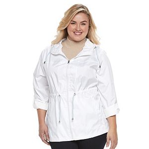 Plus Size d.e.t.a.i.l.s Hooded Roll-Tab Packable Anorak Jacket