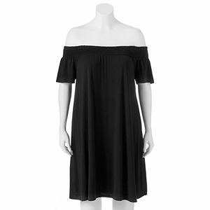 Juniors' Plus Size SO® Off The Shoulder Shift Dress