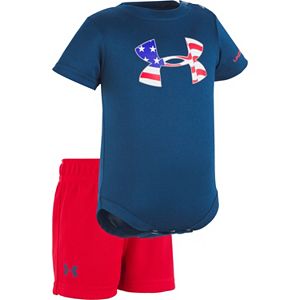 Baby Boy Under Armour USA Logo Graphic Bodysuit & Shorts Set