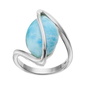 Nautica Rocks Sterling Silver Larimar Marquise Twist Ring