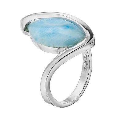 Sterling Silver Larimar Marquise Twist Ring