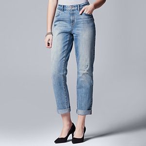 Women's Simply Vera Vera Wang Cuffed Straight-Leg Jeans