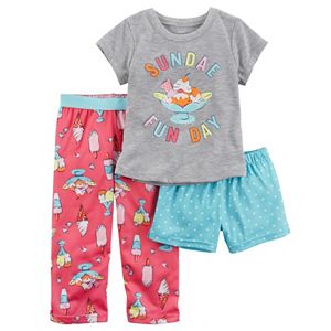 Baby Girl Carter's 3-pc. Graphic Tee, Shorts & Pants Pajama Set