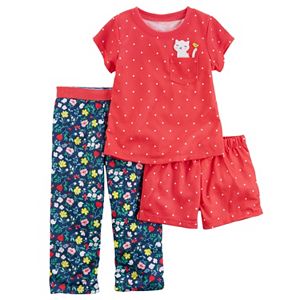 Baby Girl Carter's Graphic Tee, Print Shorts & Pants Pajama Set