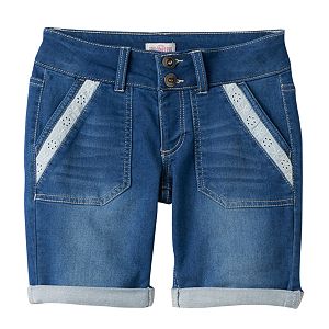 Girls 7-16 & Plus Size SO® Lace Trim Bermuda Jean Shorts