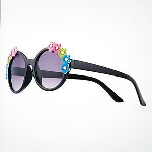 Girls 4-16 3D Flower Round Sunglasses