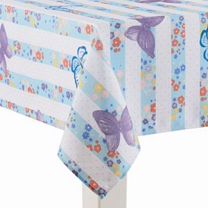 Celebrate Spring Together Blue Stripe Tablecloth