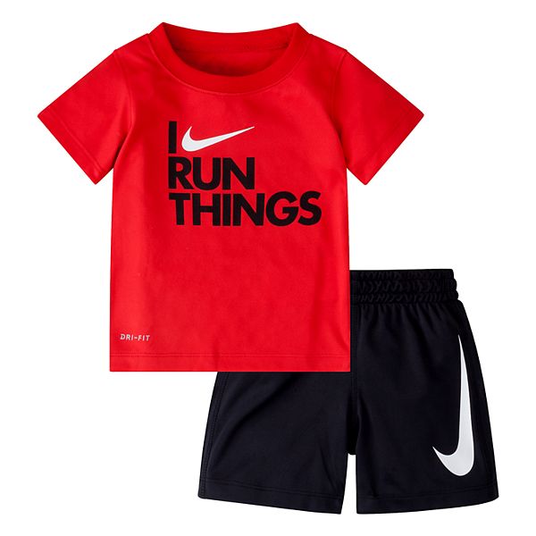 Baby Boy Nike "I Run Things" Graphic Tee & Shorts Set